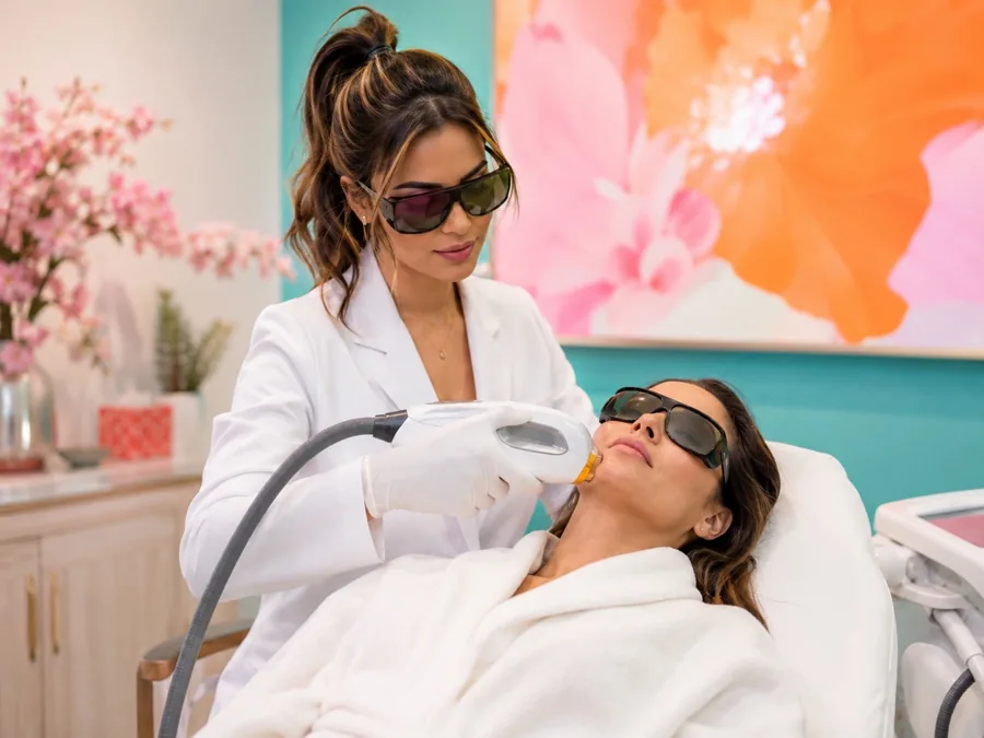 Laser hair removal treatment on the face at Fairfax Laser Hair Removal Center
